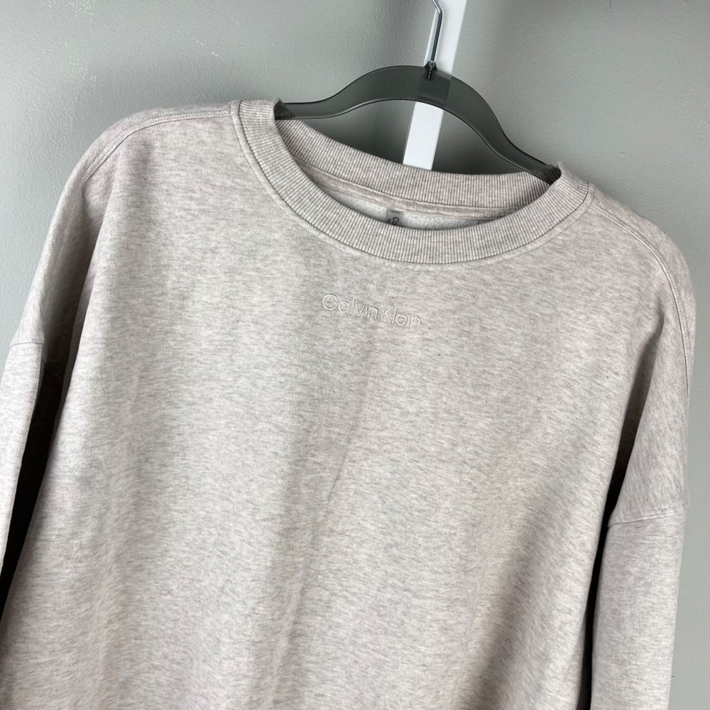 Calvin Klein Performance Sweatshirt Womens XL Oatmeal Embroidered Logo Soft